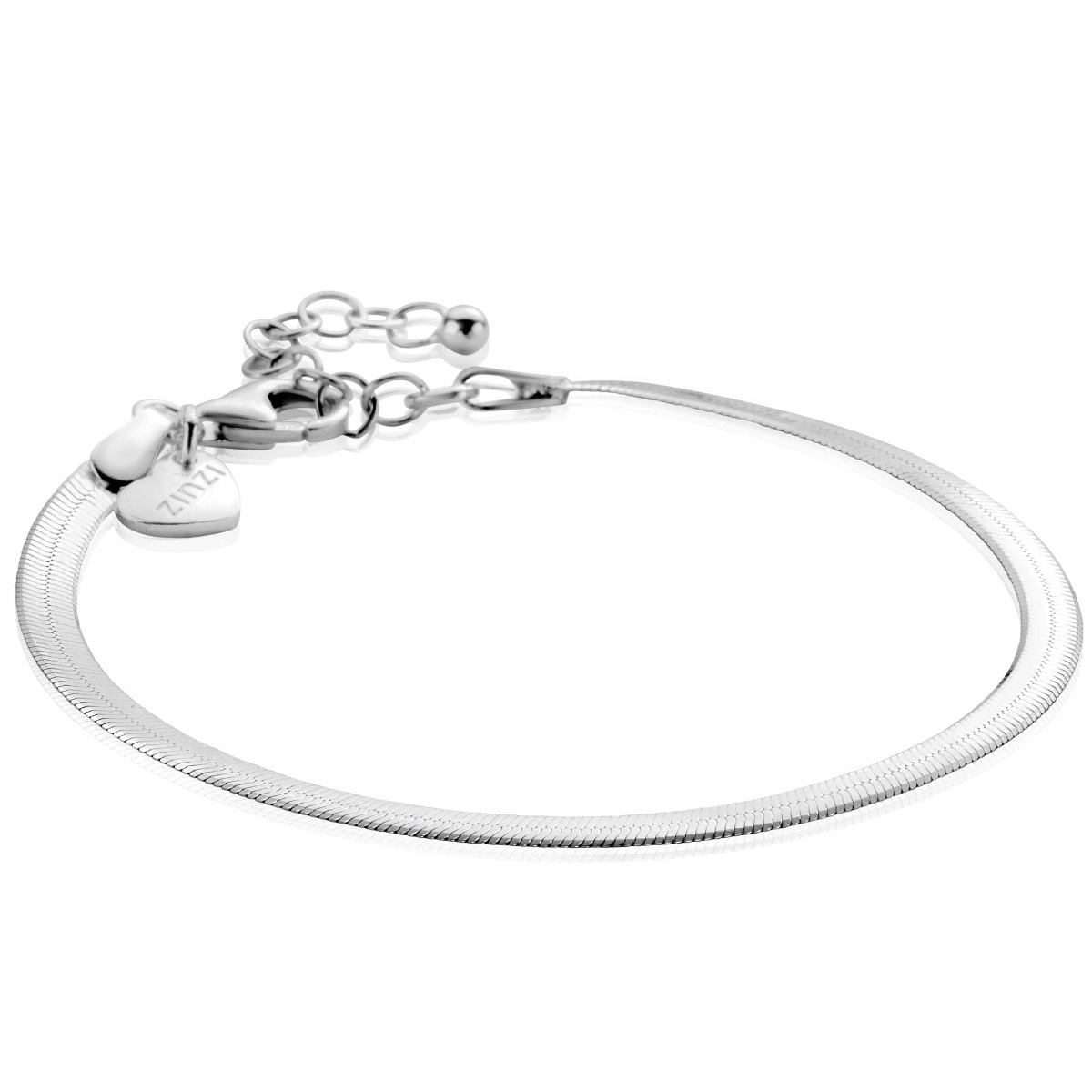 ZINZI Sterling Silver Flat Snake Chain Bracelet width 3,5mm ZIA2292