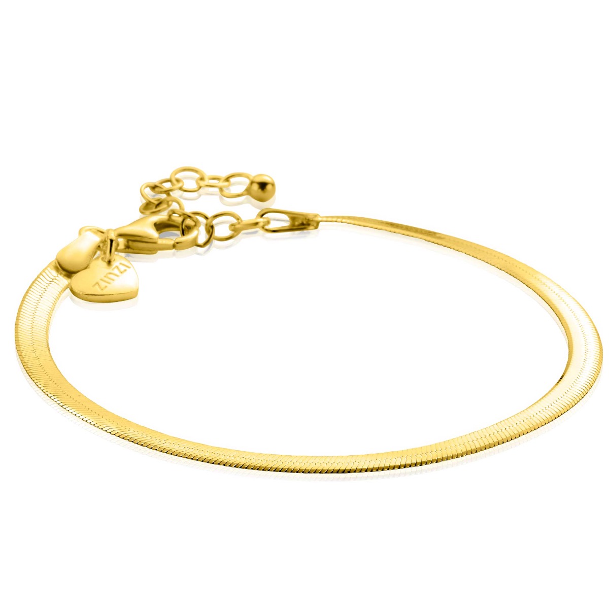 ZINZI Gold Plated Sterling Silver Flat Snake Chain Bracelet width 3,5mm ZIA2292G