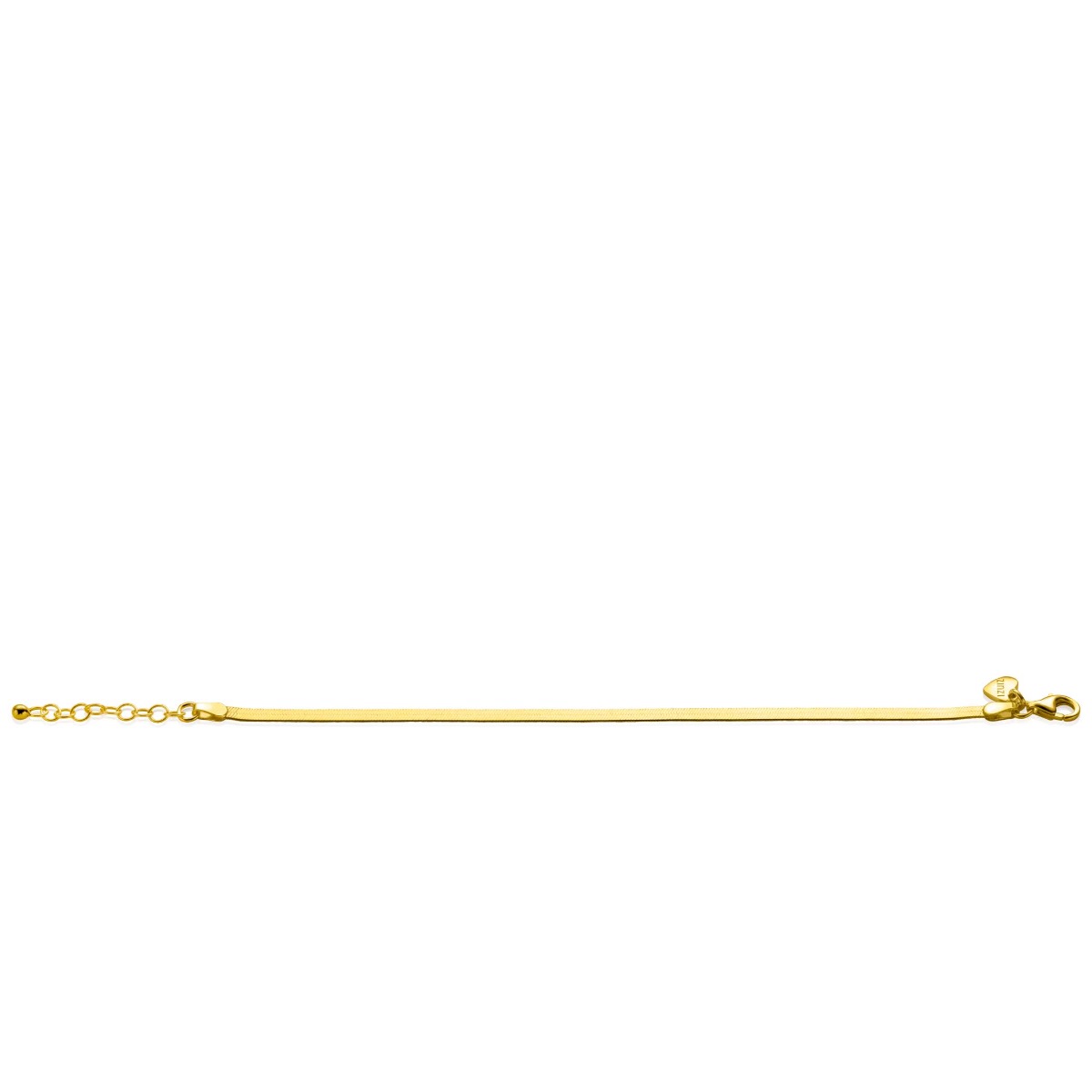 ZINZI Gold Plated Sterling Silver Flat Snake Chain Bracelet width 3,5mm ZIA2292G