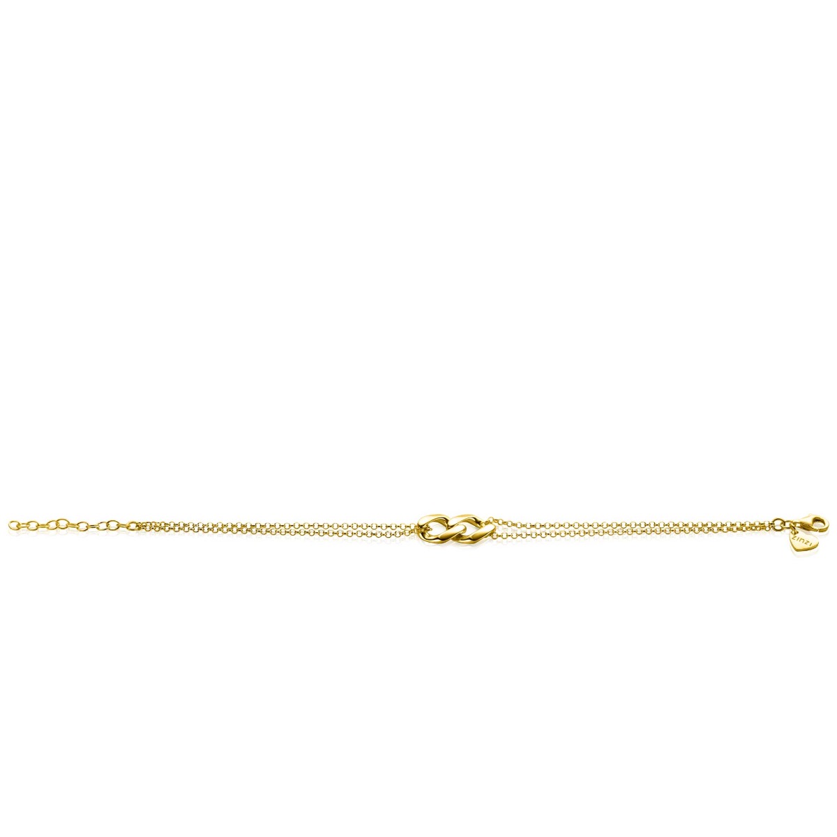 ZINZI Gold Plated Sterling Silver Multi-look Bracelet with 2 Large Curb Chains width 9,5mm ZIA2331
