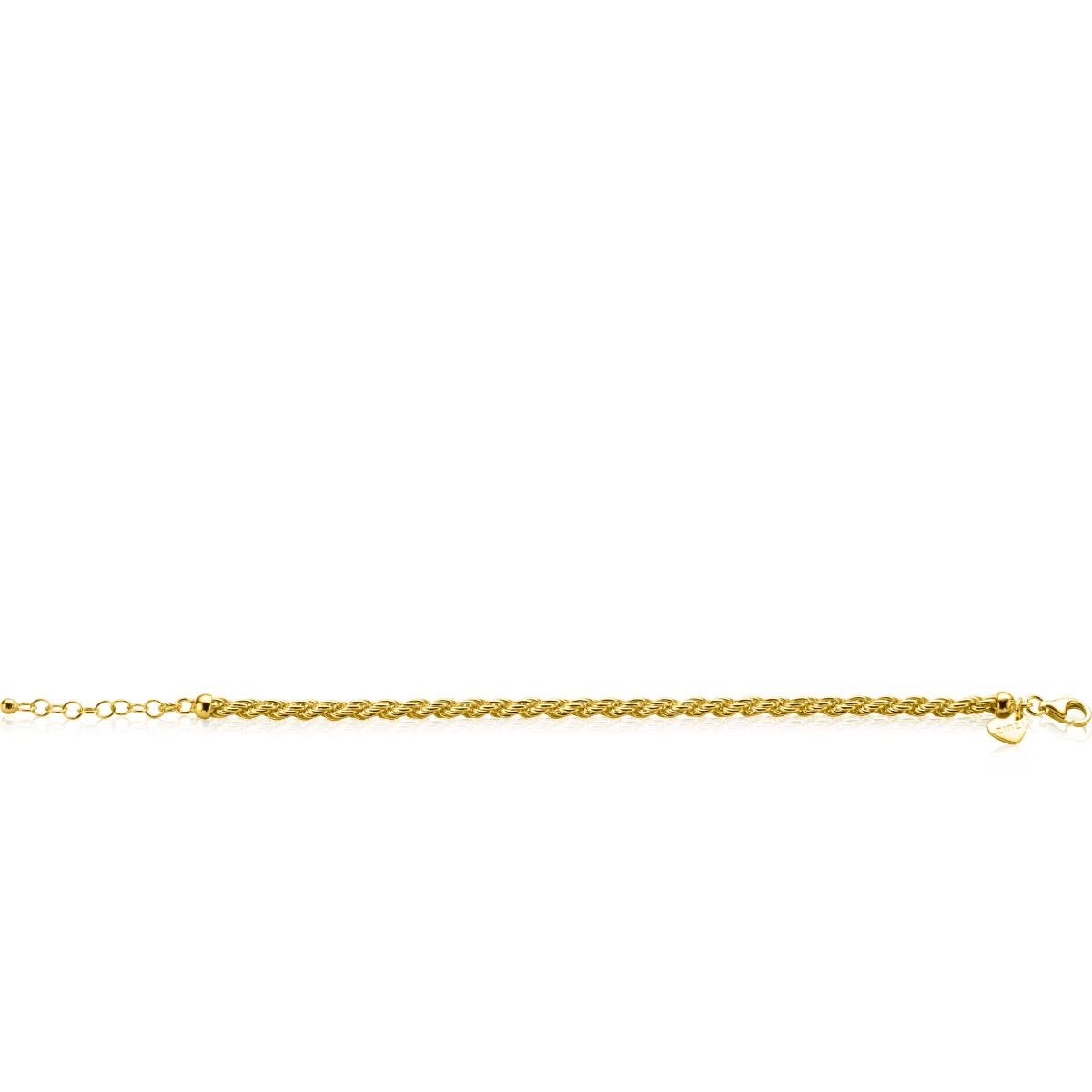 ZINZI Gold Plated Sterling Silver Rope Chain Bracelet width 4mm ZIA2343G