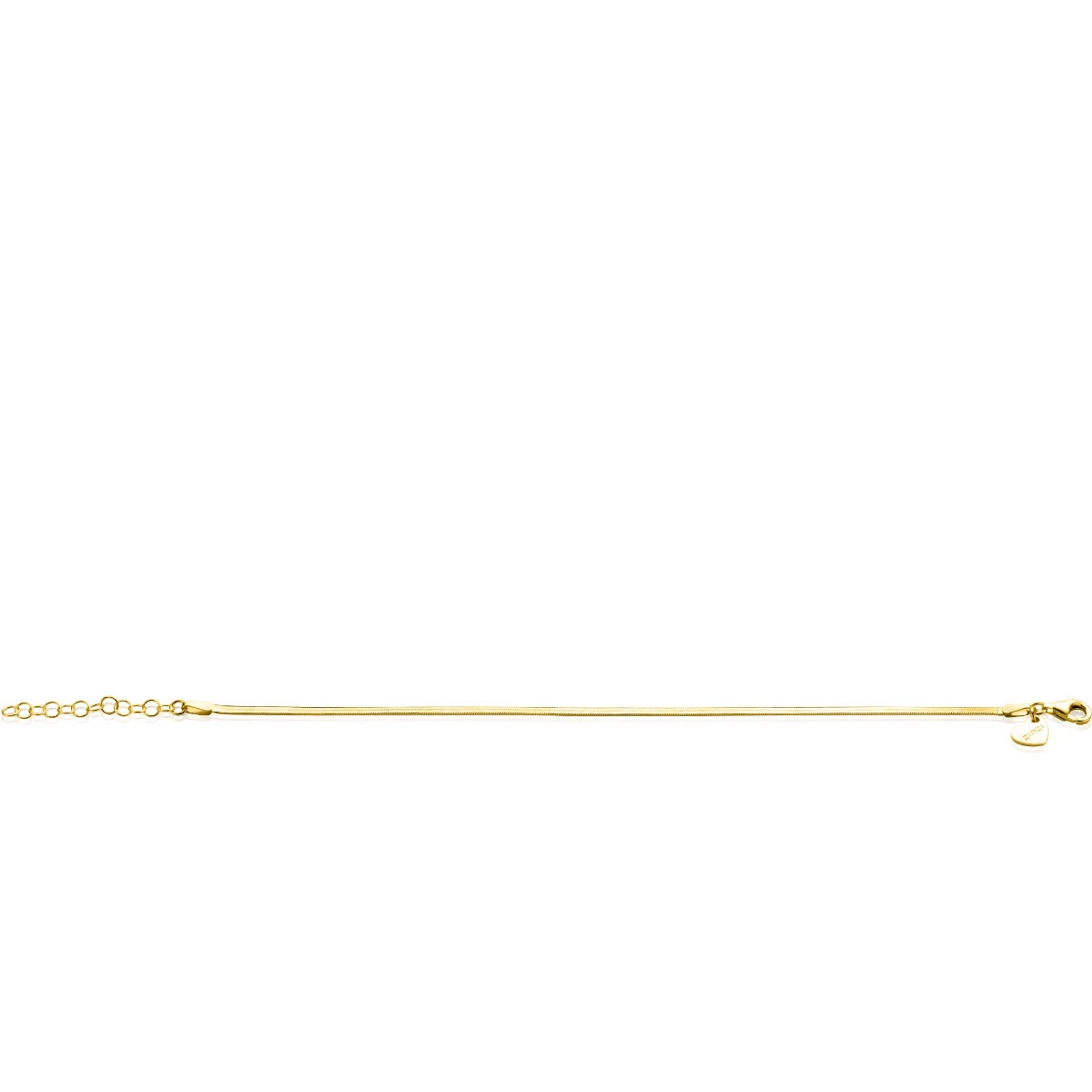 ZINZI Gold Plated Sterling Silver Flat Snake Chain Bracelet width 1.9mm ZIA2360