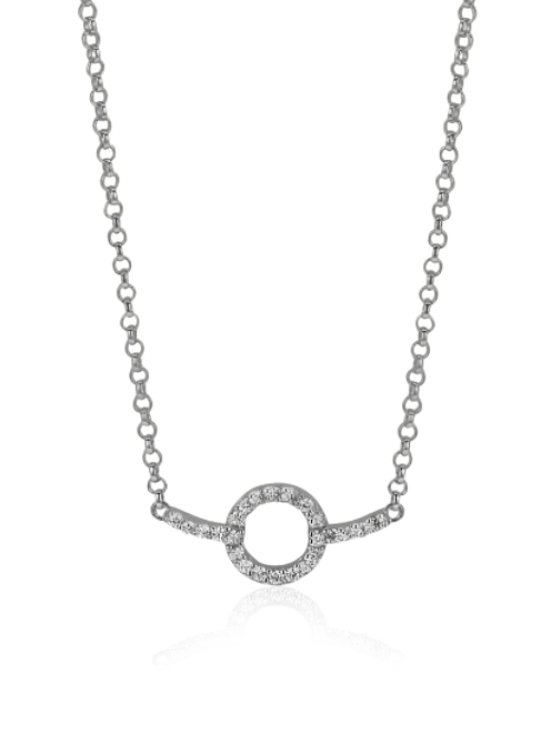 ZINZI Sterling Silver Necklace Circle and Bar Design with White Zirconias 42-45cm ZIC1063