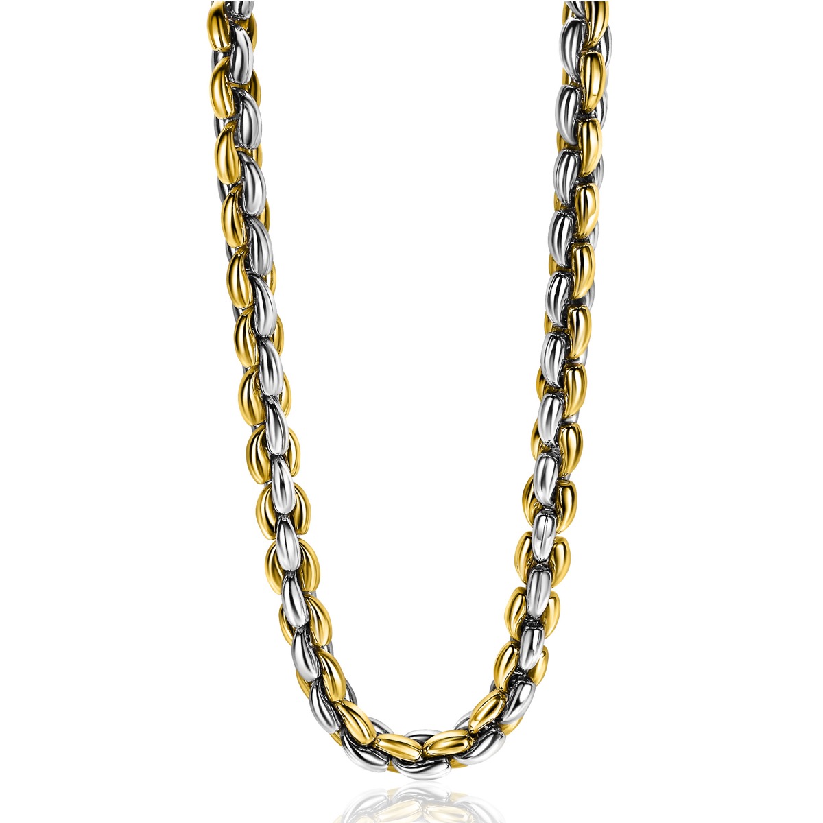 ZINZI Gold Plated Sterling Silver Chain Necklace width 7mm 45cm ZIC1290