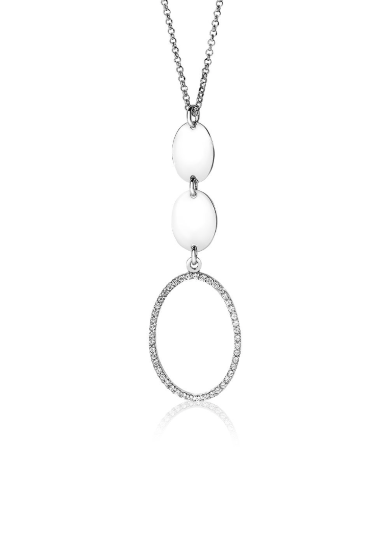 ZINZI Sterling Silver Necklace with Oval Pendant 42,5-45cm ZIC1698