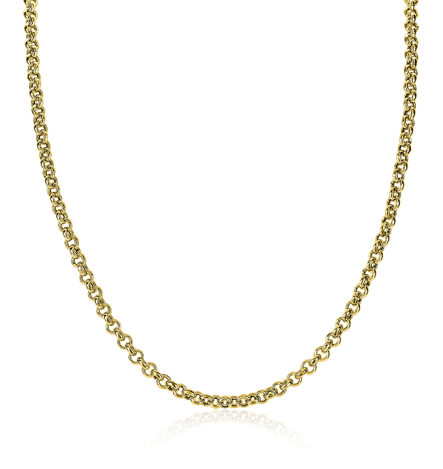 ZINZI Gold Plated Sterling Silver Rolo Chain Necklace width 4,5mm 45cm ZIC1911G