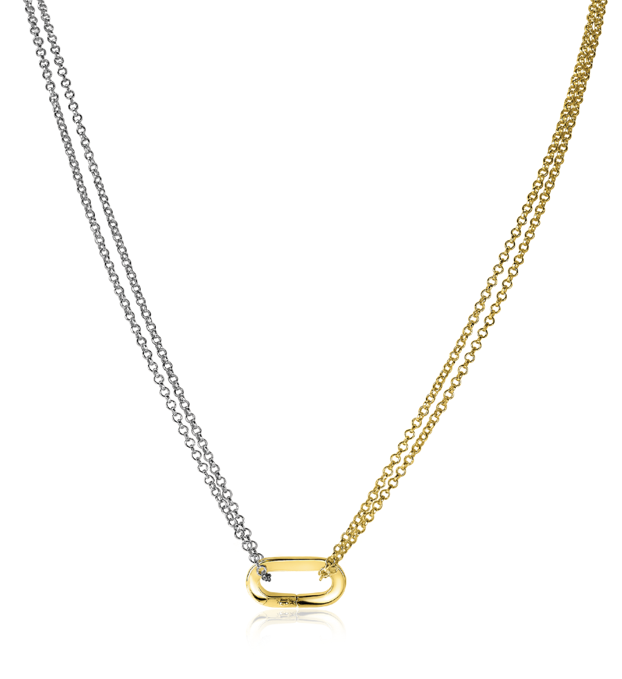 ZINZI Sterling Silver Bicolor Necklace Oval Clasp in Gold Plated 45cm ZIC2060