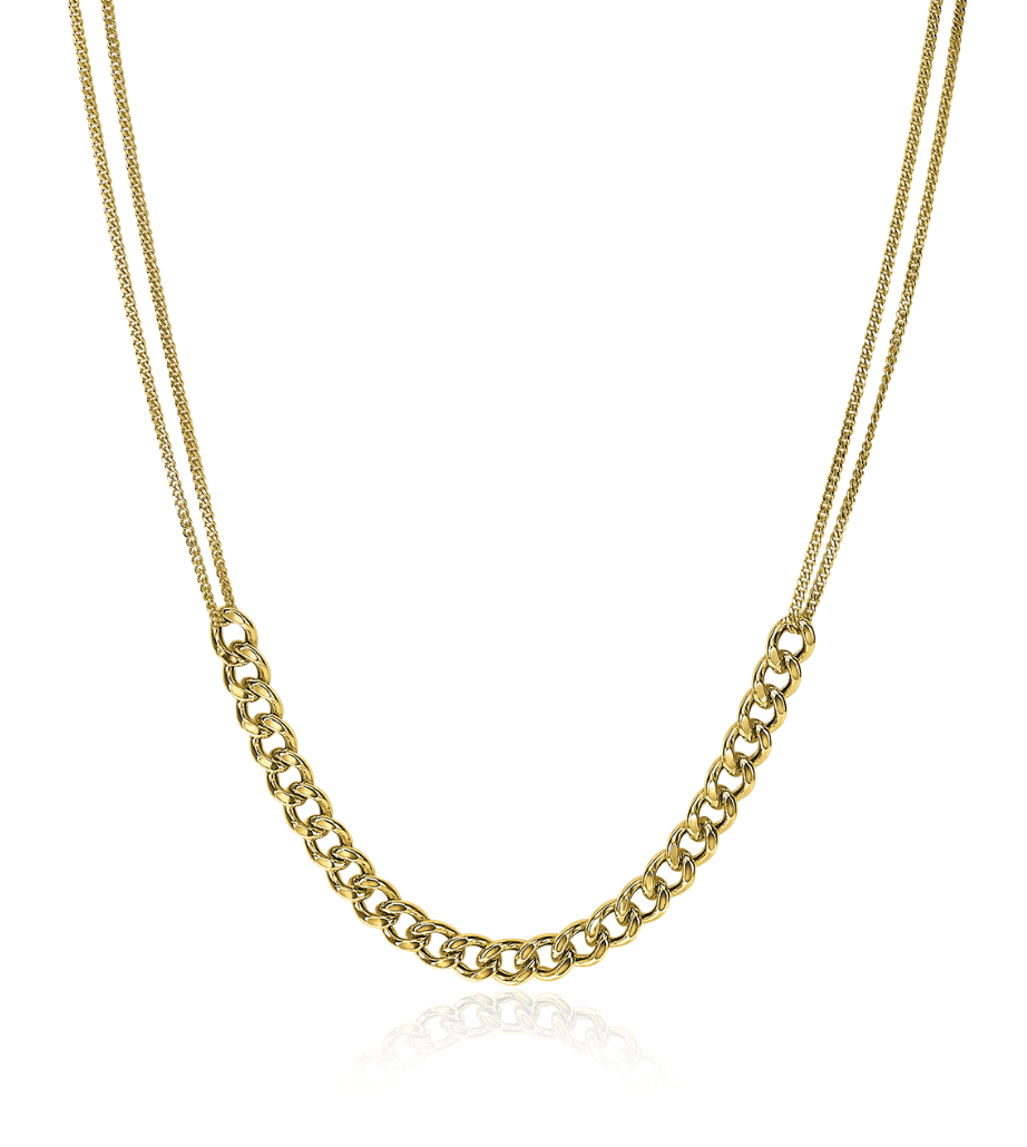 ZINZI Gold Plated Sterling Silver Multi-look Necklace Curb Chain 45cm ZIC2185G