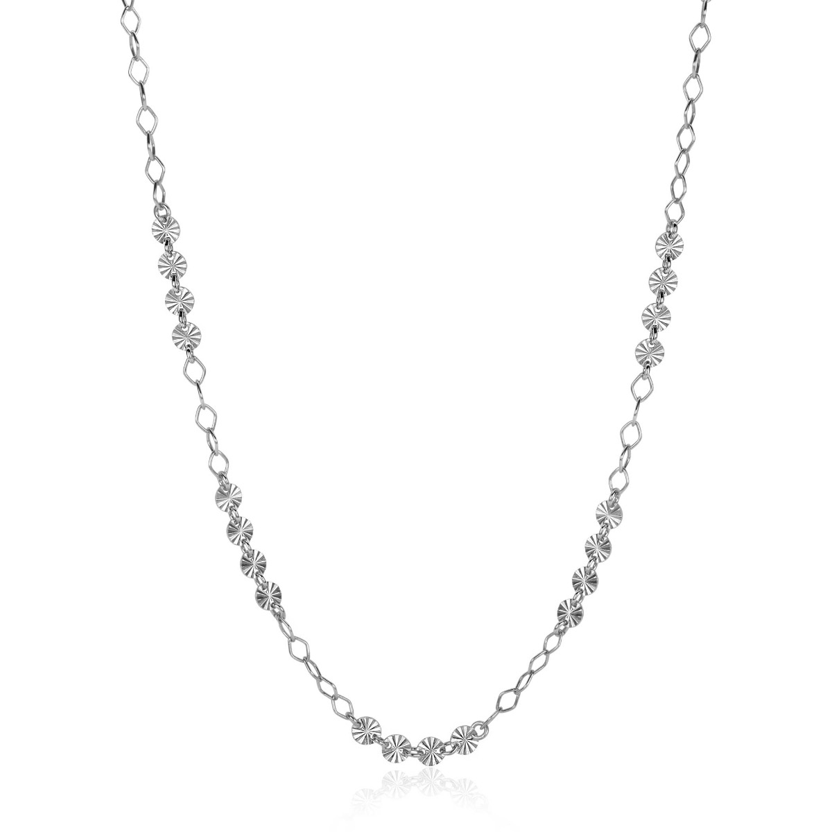 ZINZI Sterling Silver Necklace Round Chains and Coins with Sunbeams 4mm width 45cm ZIC2290