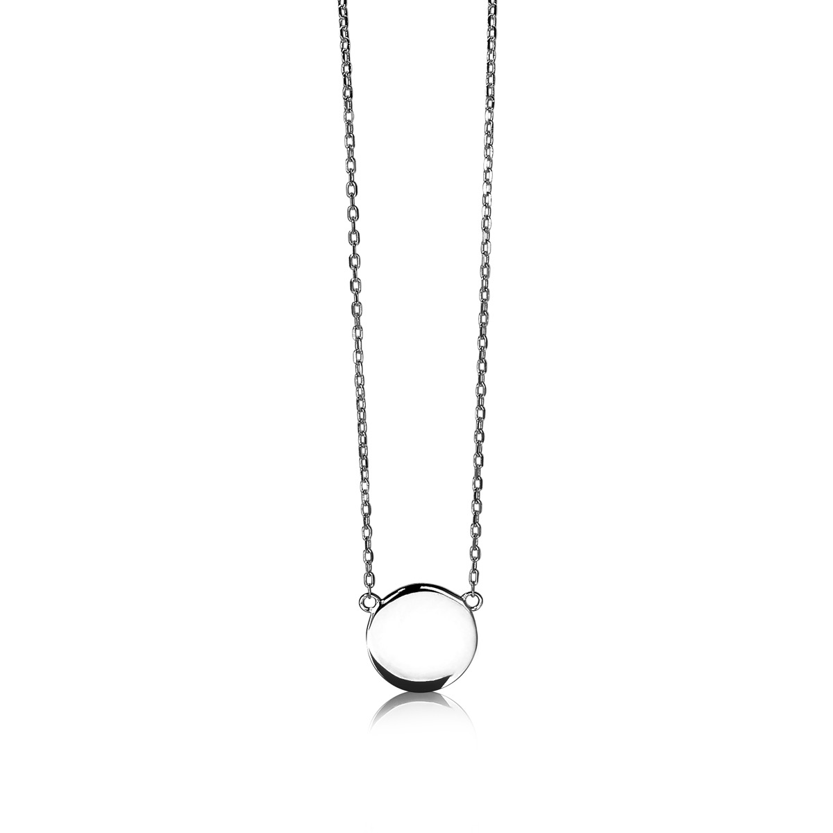 ZINZI Sterling Silver Necklace 43cm with Shiny Coin (15mm) to Engrave ZIC2345