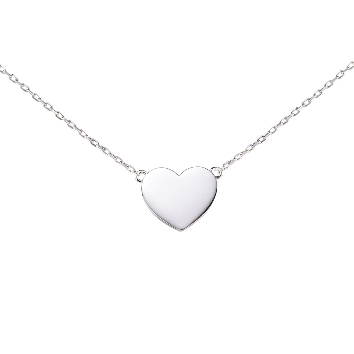 ZINZI Sterling Silver Necklace with Shiny Heart (10mm) to Engrave 43cm ZIC2346