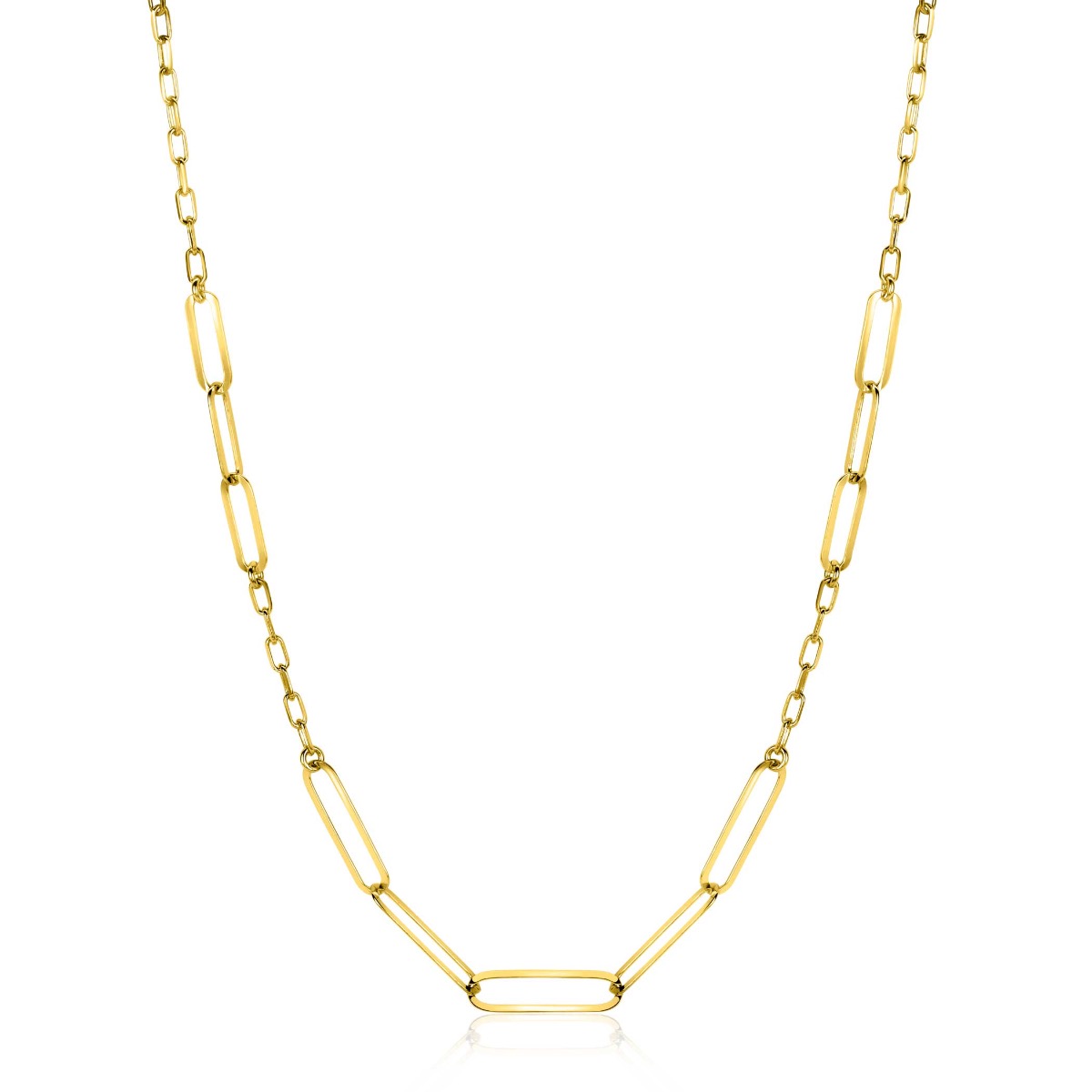 ZINZI Gold Plated Sterling Silver Chain with Various Paperclip Chains 40-45cm ZIC2361