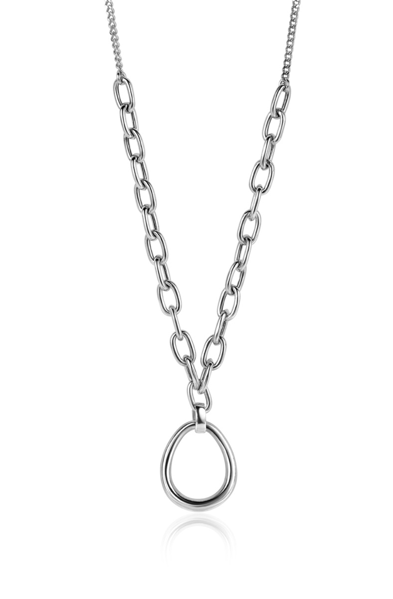 ZINZI Sterling Silver Curb Chain Necklace with Larger Oval Chains 40-45cm ZIC2481