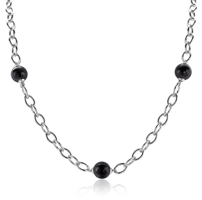 ZINZI Sterling Silver Necklace Pearl Black 45cm ZIC280Z