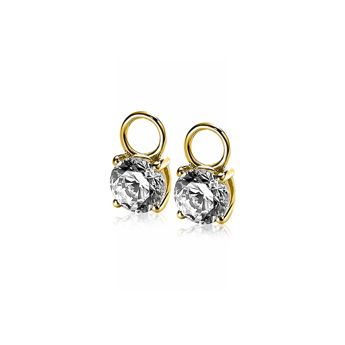 ZINZI Gold Plated Sterling Silver Earrings Pendants Round White ZICH1300Y (excl. hoop earrings)