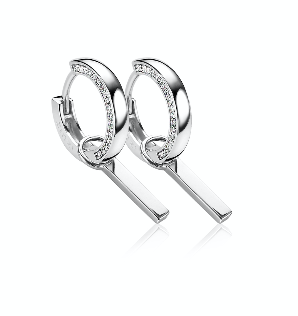 ZINZI Sterling Silver Earrings Pendants Bar Shiny ZICH1440 (excl. hoop earrings)