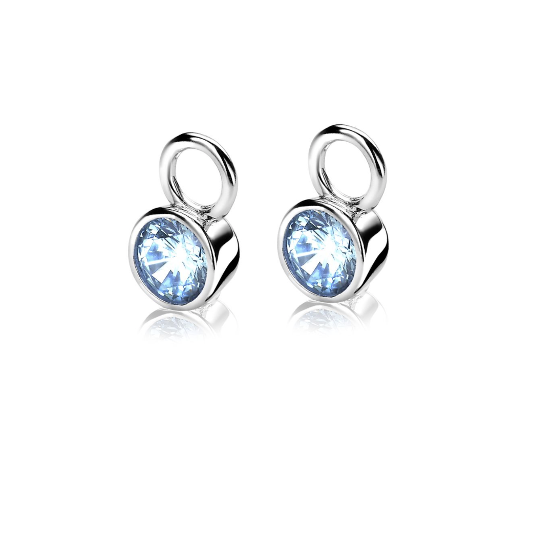 ZINZI Sterling Silver Earrings Pendants 7mm Round Light Blue ZICH1486B (excl. hoop earrings)