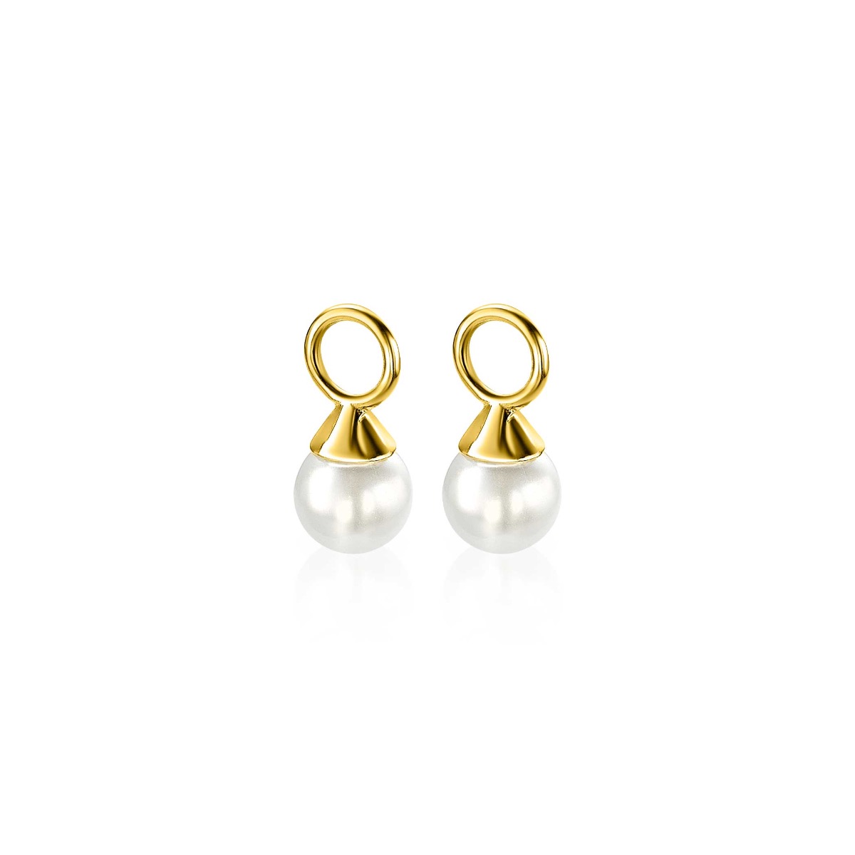 ZINZI Gold Plated Sterling Silver Earrings Pendants Pearl White ZICH1749WG (excl. hoop earrings)