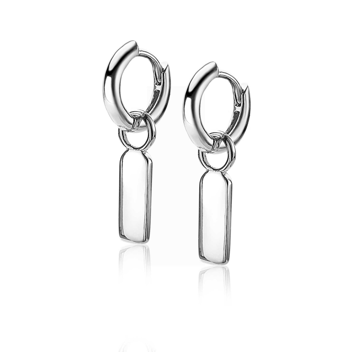 13mm ZINZI Sterling Silver Earrings Pendants Rectangular Small Plate ZICH2344 (excl. hoop earrings)