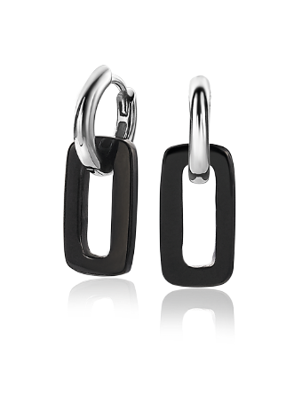 16mm ZINZI Earrings Pendants Rectangle in Black Onyx ZICH2227 (excl. hoop earrings)