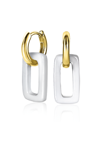 16mm ZINZI Earrings Pendants Rectangle in White Agate ZICH2229 (excl. hoop earrings)