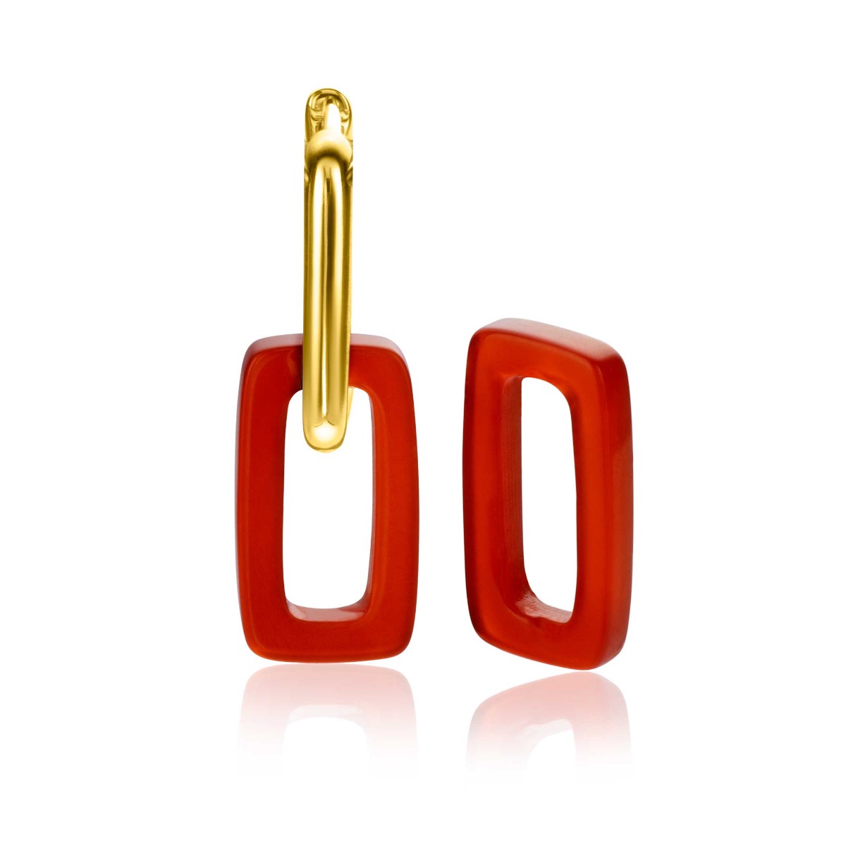 16mm ZINZI Earrings Pendants Rectangle in Red Agate ZICH2230 (excl. hoop earrings)