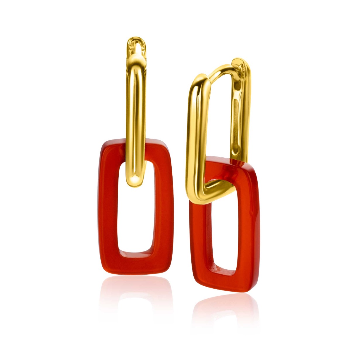 16mm ZINZI Earrings Pendants Rectangle in Red Agate ZICH2230 (excl. hoop earrings)