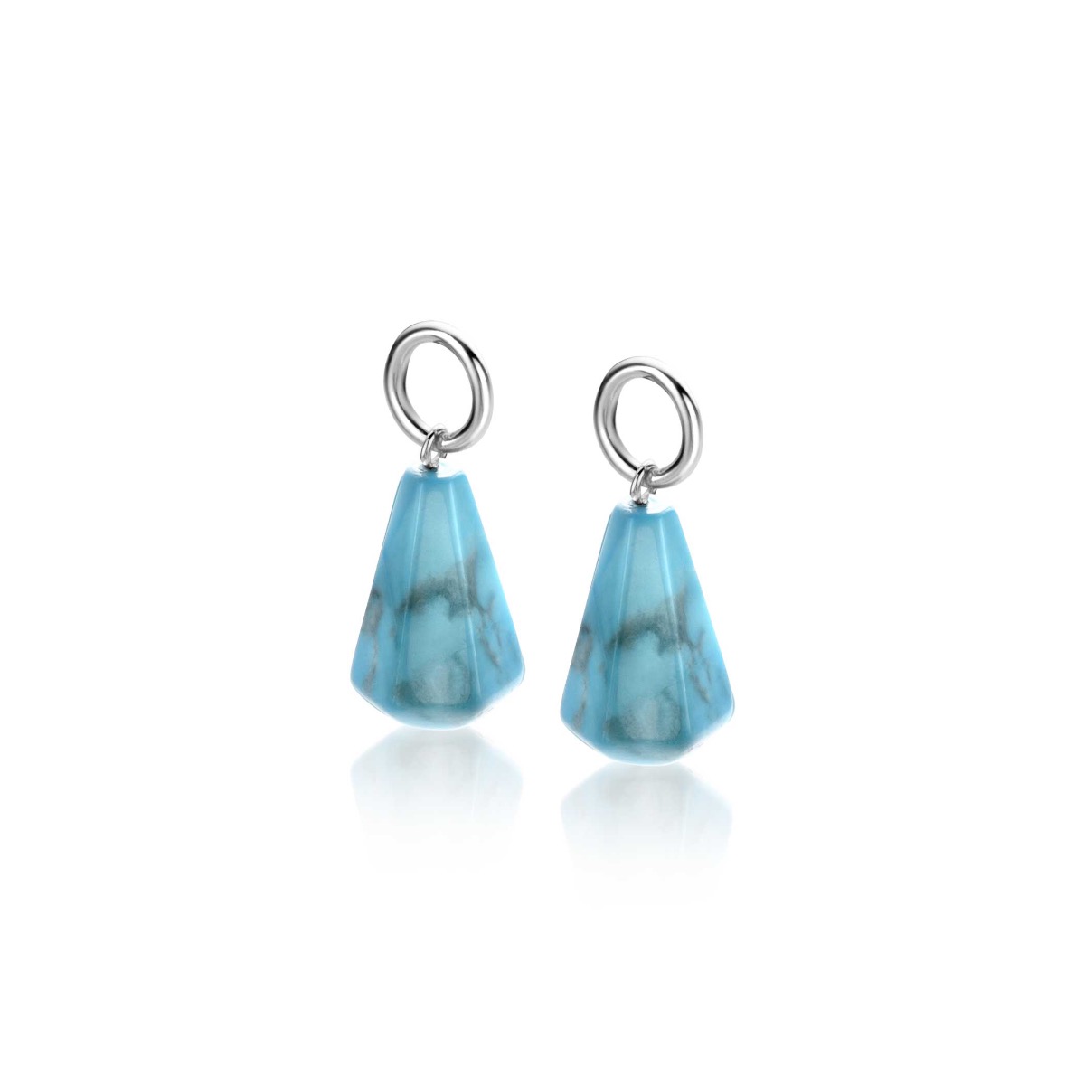 19mm ZINZI Sterling Silver Earrings Pendants Cone in Turquoise Howlite ZICH2256T (excl. hoop earrings)