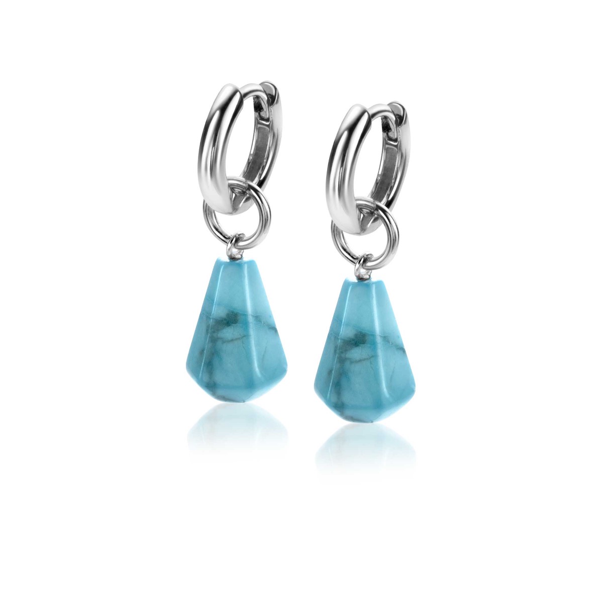 19mm ZINZI Sterling Silver Earrings Pendants Cone in Turquoise Howlite ZICH2256T (excl. hoop earrings)