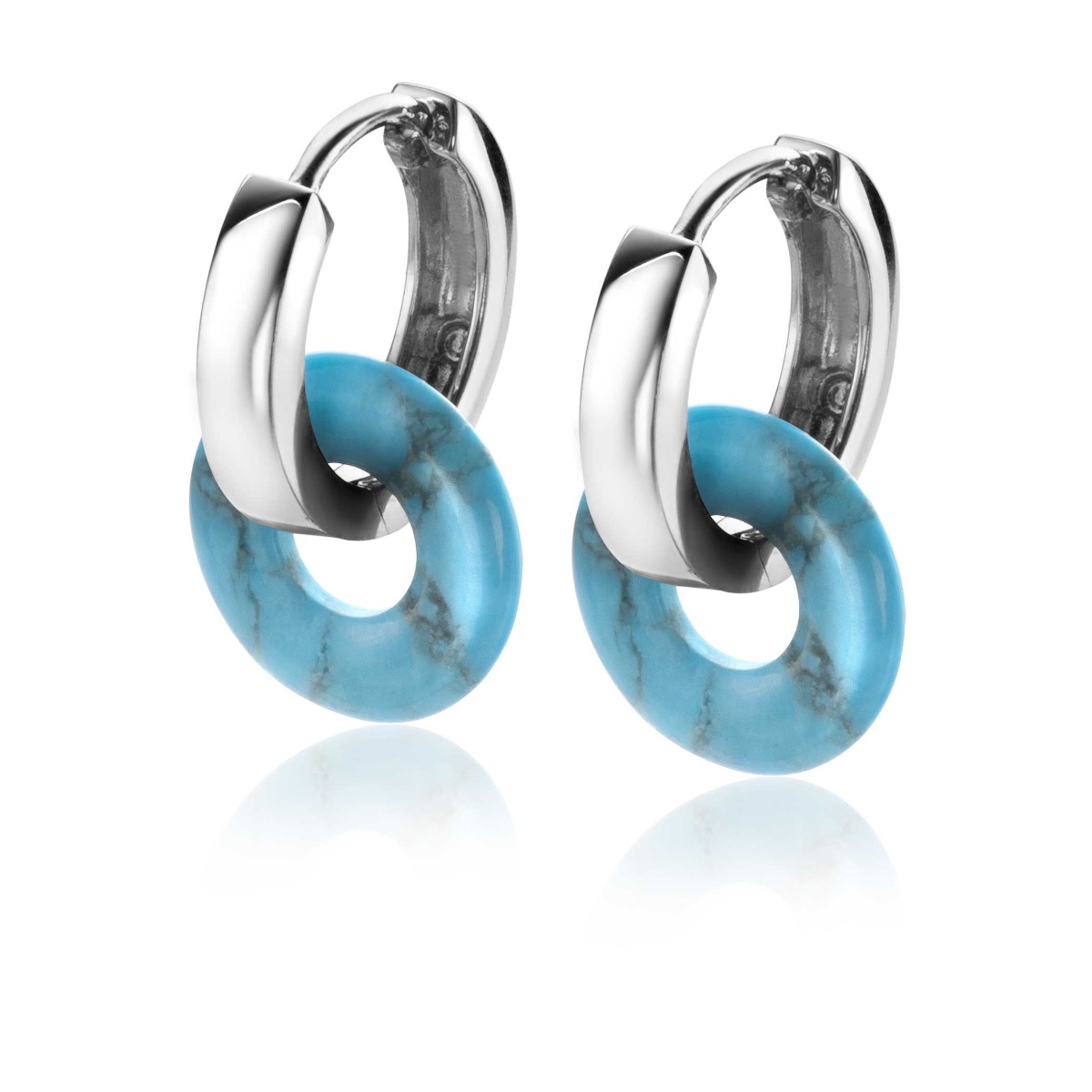 12mm ZINZI Earrings Pendants Round in Turquoise Howlite ZICH2274T (excl. hoop earrings)