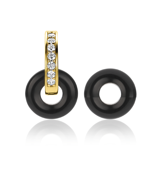 12mm ZINZI Earrings Pendants Round in Black Onyx ZICH2274Z (excl. hoop earrings)