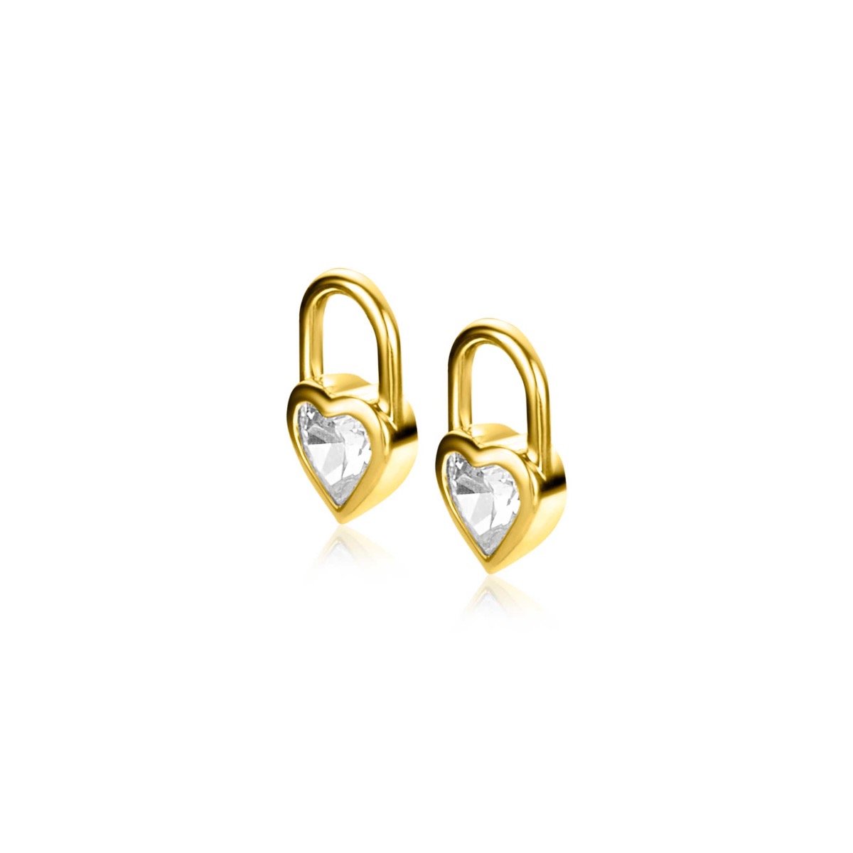 12mm ZINZI Gold Plated Sterling Silver Earrings Pendants Heart with White Zirconia ZICH2306 (excl. hoop earrings)