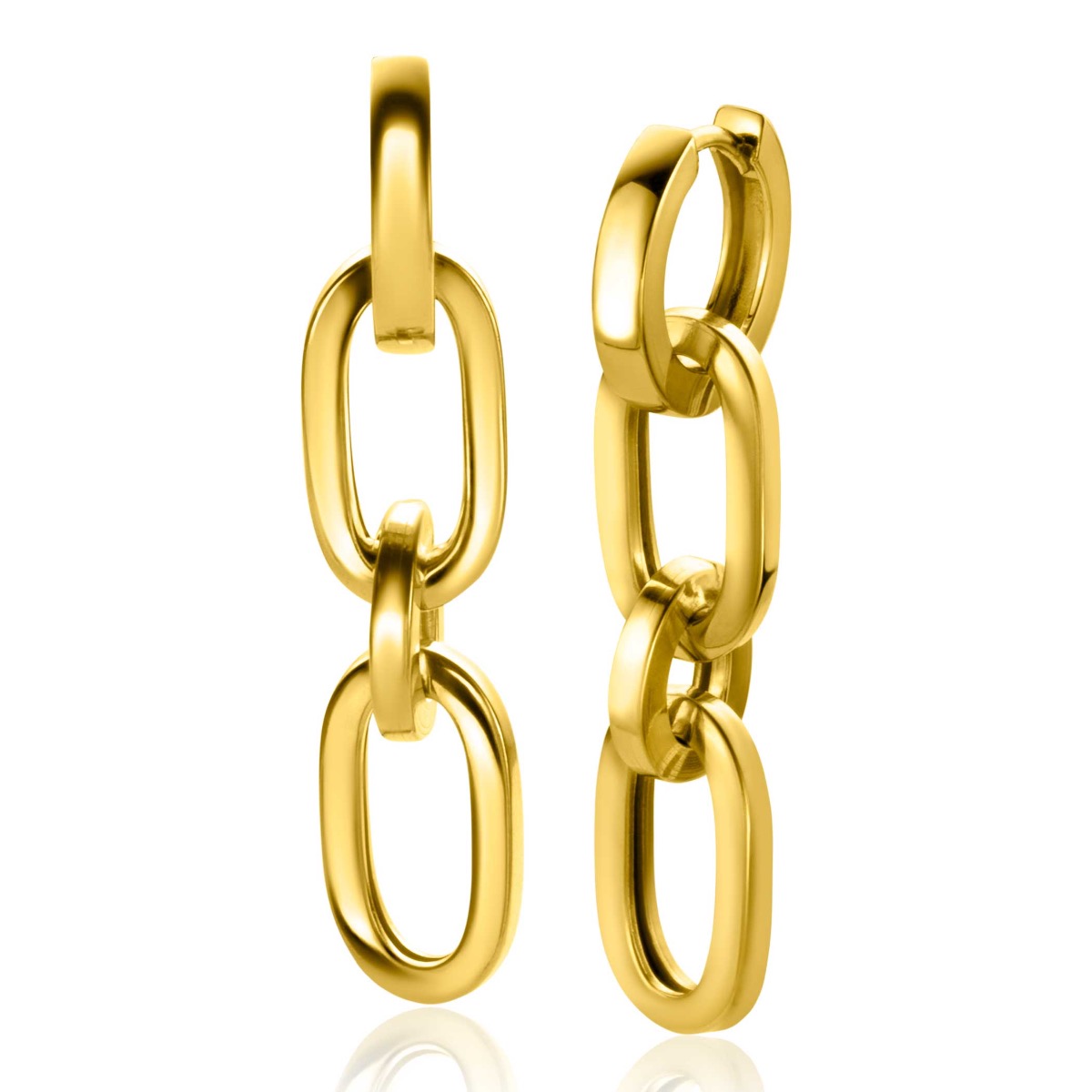 35mm ZINZI Gold Plated Sterling Silver Earrings Pendants 3 Paperclip Chains ZICH2351G (excl. hoop earrings)