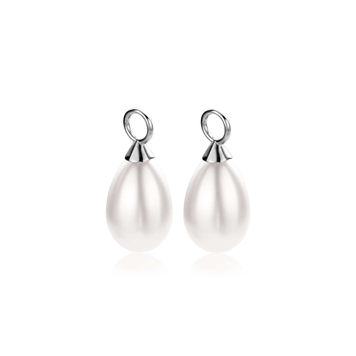 15mm ZINZI Sterling Silver Earrings Pendants Pearl White in Pear-shape ZICH355W (excl. hoop earrings)