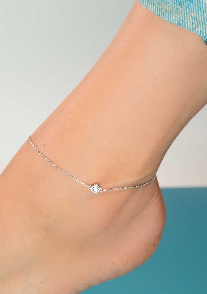 ZINZI Sterling Silver Anklet Circle White 23+4cm ZIE1393