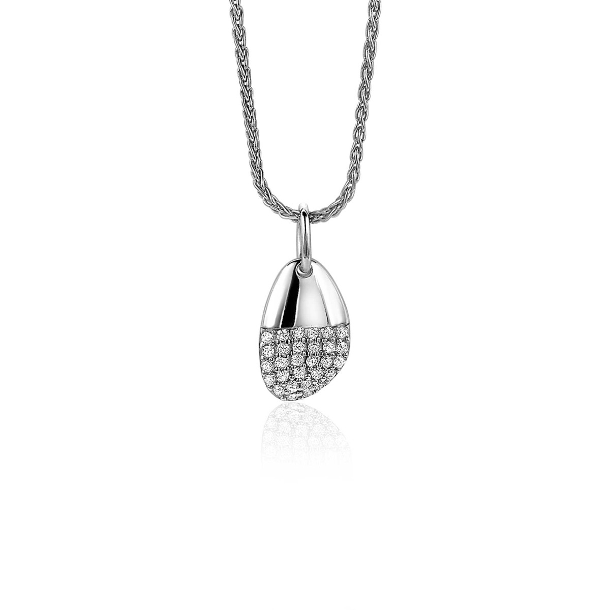 ZINZI Sterling Silver Fantasy Pendant Oval with White Zirconias ZIH-BF20 (excl. necklace)