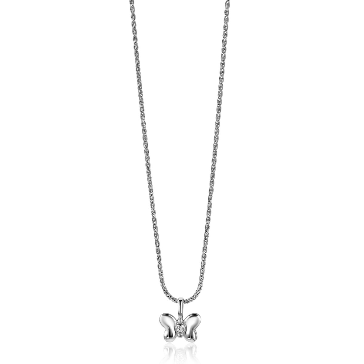 11mm ZINZI Sterling Silver Pendant Butterfly White Zirconia ZIH-BF47 (excl. necklace)