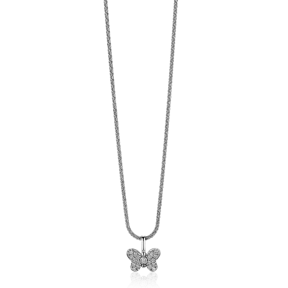 11mm ZINZI Sterling Silver Pendant Butterfly White Zirconias ZIH-BF48 (excl. necklace)