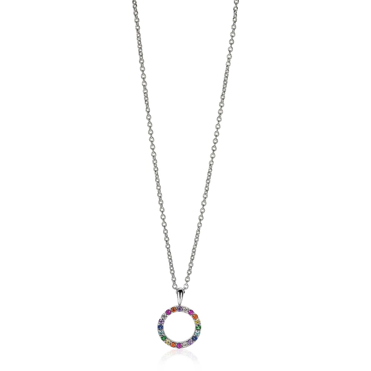 12mm ZINZI Sterling Silver Pendant Rainbow Color Stones ZIH2170Z (excl. necklace)