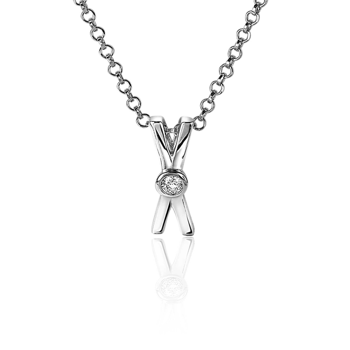 ZINZI Sterling Silver Pendant X-Shape White Zirconia ZIH2194 (excl. necklace)