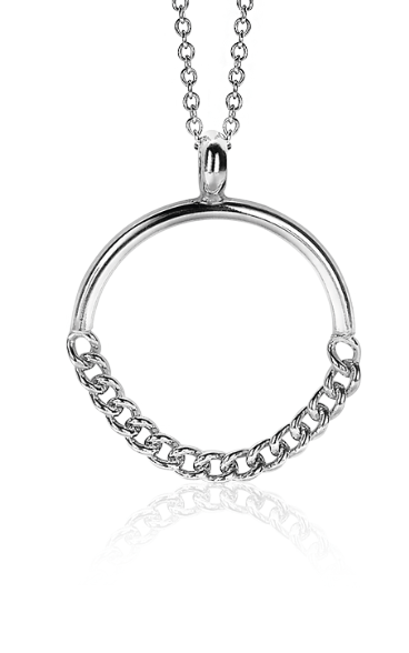 24mm ZINZI Sterling Silver Pendant Open Circle with Curb Chains ZIH2201 (excl. necklace)