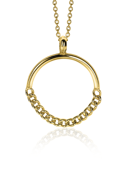 24mm ZINZI Gold Plated Sterling Silver Pendant Open Circle with Curb Chains ZIH2201G (excl. necklace)