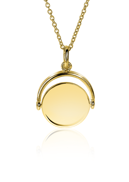 27mm ZINZI Gold Plated Sterling Silver Pendant Shiny Coin 18mm ZIH2217G (excl. necklace)