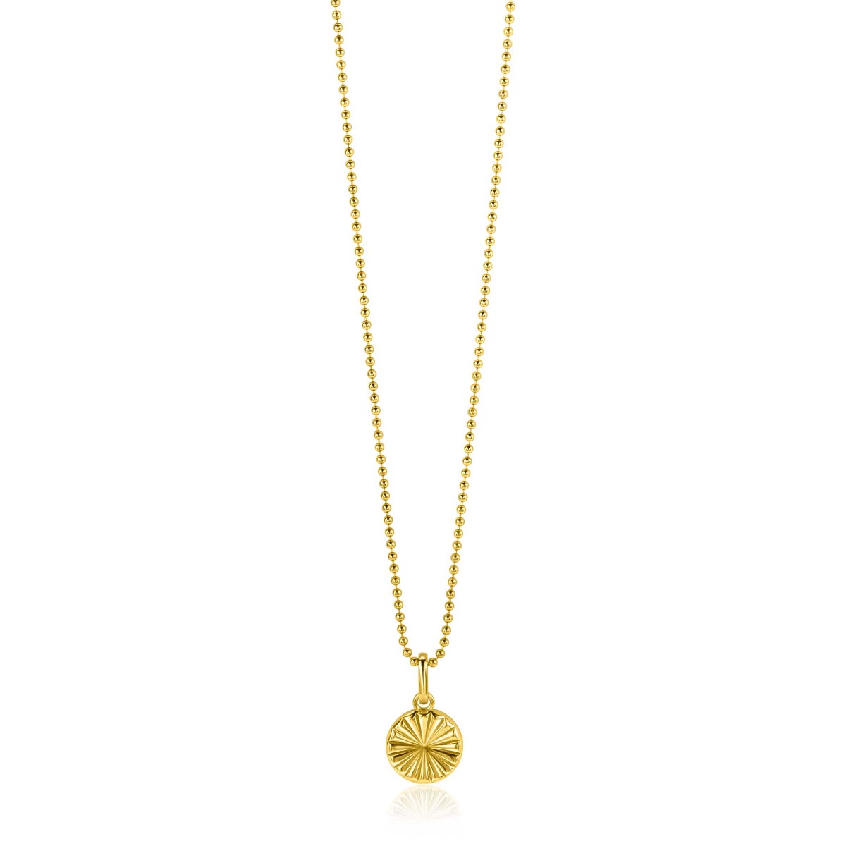 10mm ZINZI Gold Plated Sterling Silver Pendant Coin with Sunbeams ZIH2296S (excl. necklace)