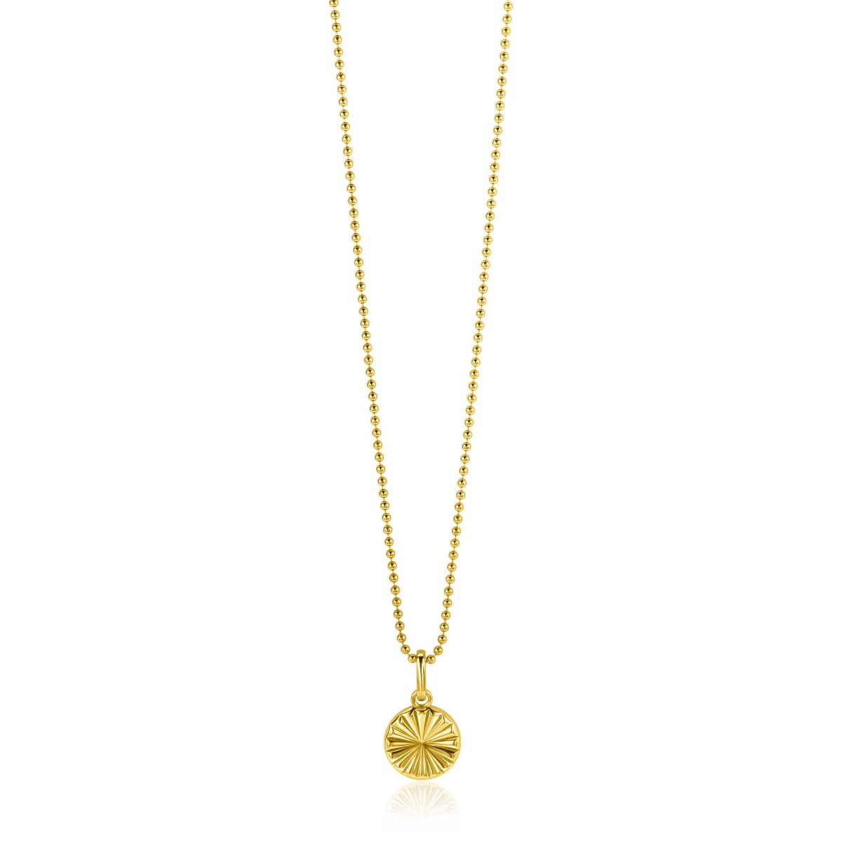 10mm ZINZI Gold Plated Sterling Silver Pendant Coin with Sunbeams ZIH2296S (excl. necklace)
