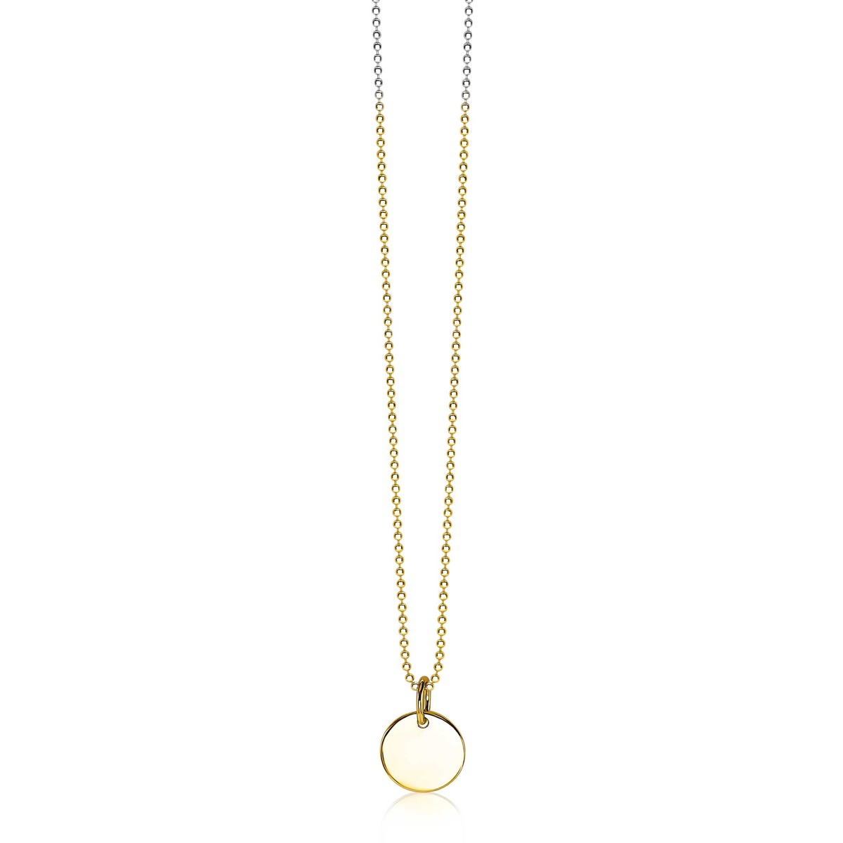 12mm ZINZI Gold Plated Sterling Silver Pendant Shiny Coin to Engrave ZIH2345G12 (excl. necklace)