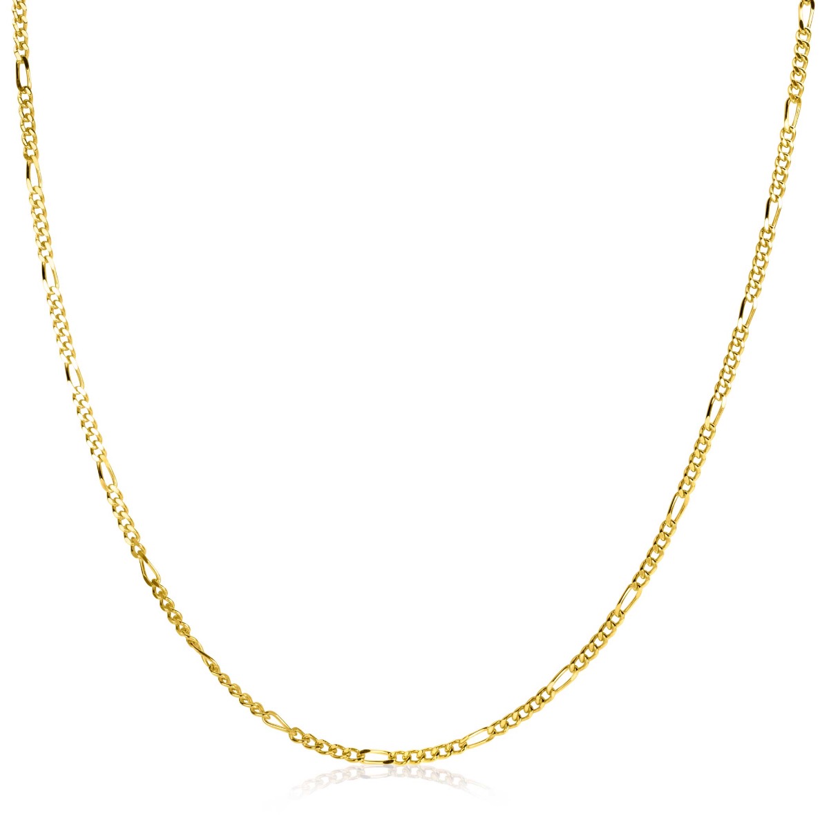 80cm ZINZI Gold Plated Sterling Silver Figaro Necklace ZILC-F80G