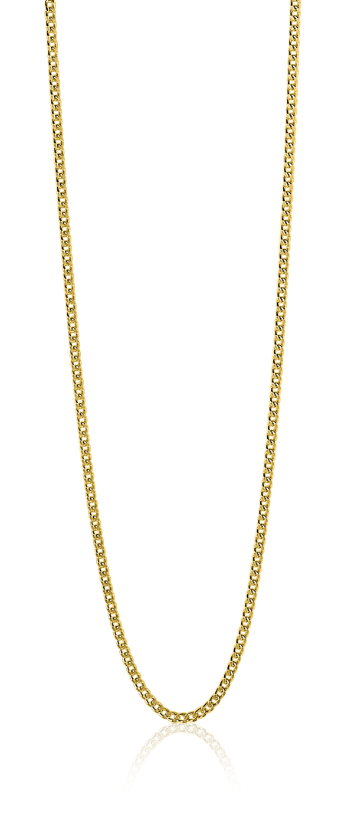 70cm ZINZI Gold Plated Sterling Silver Curb Chain Necklace ZILC-G70G