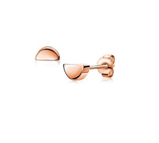 6mm ZINZI Rose Gold Plated Sterling Silver Earrings Crescent Moon ZIO1379R