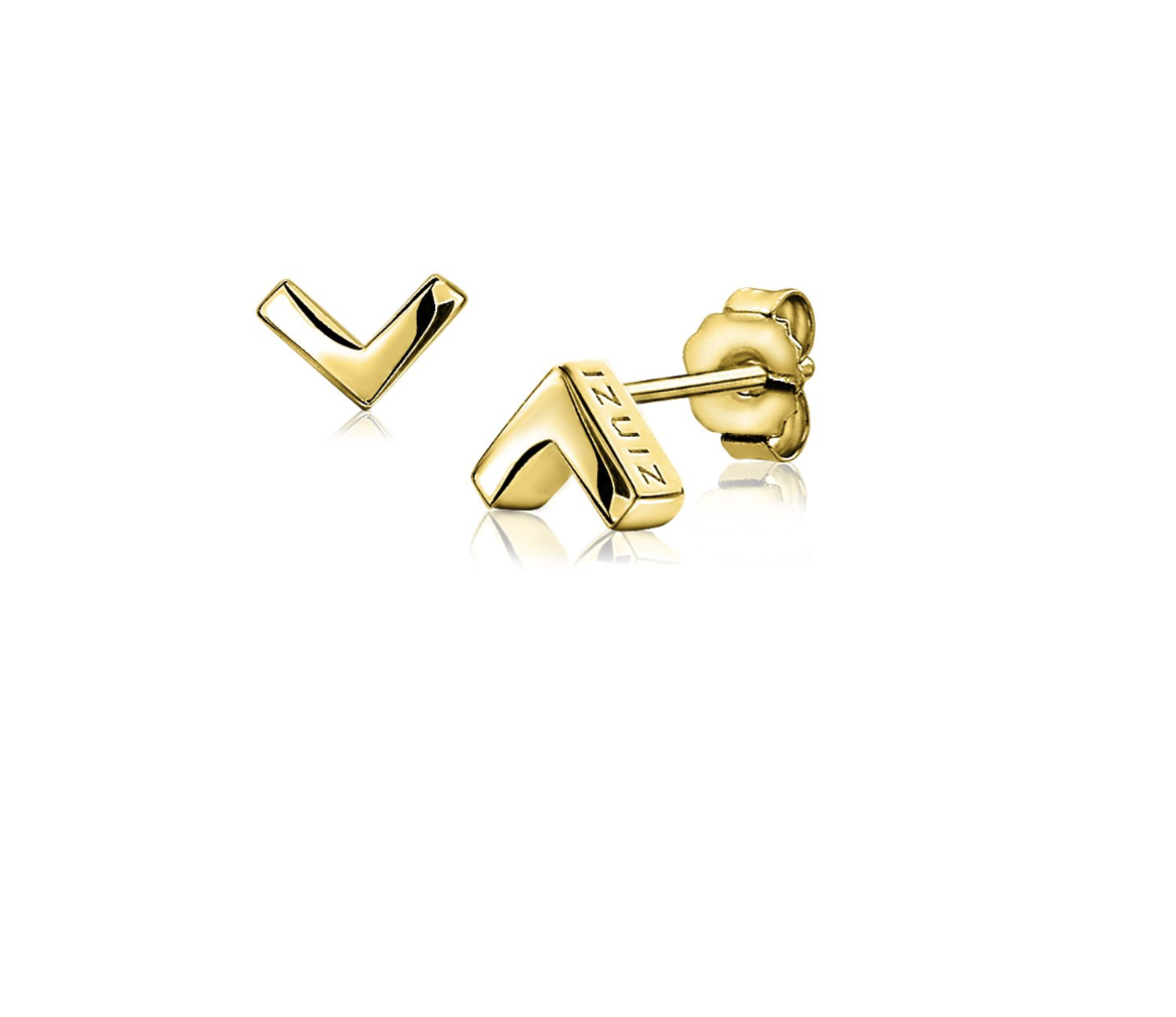 7mm ZINZI Gold Plated Sterling Silver Stud Earrings V-Shape ZIO1380G